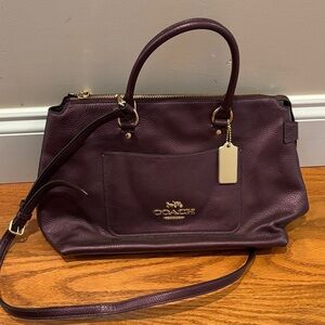 Coach Dark Purple Leather Satchel